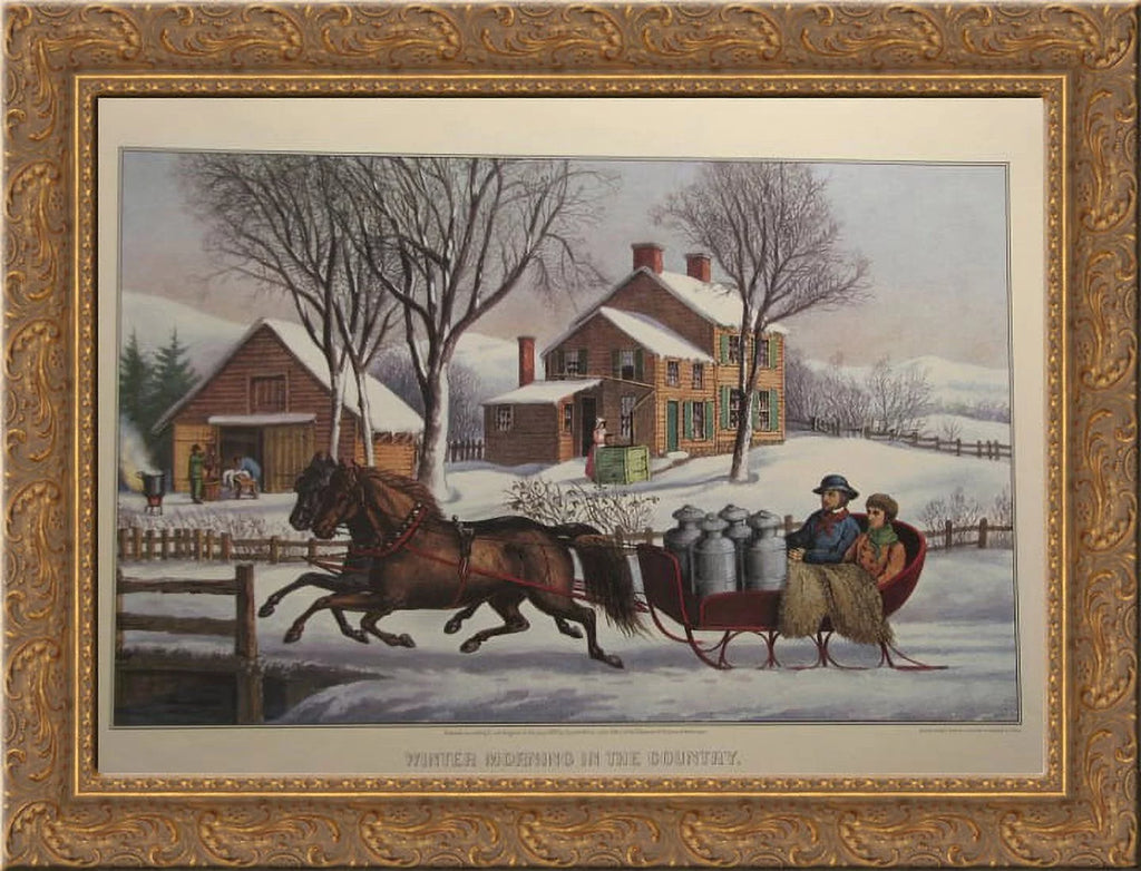 Gold Ornate Wood Framed Canvas Art N5355