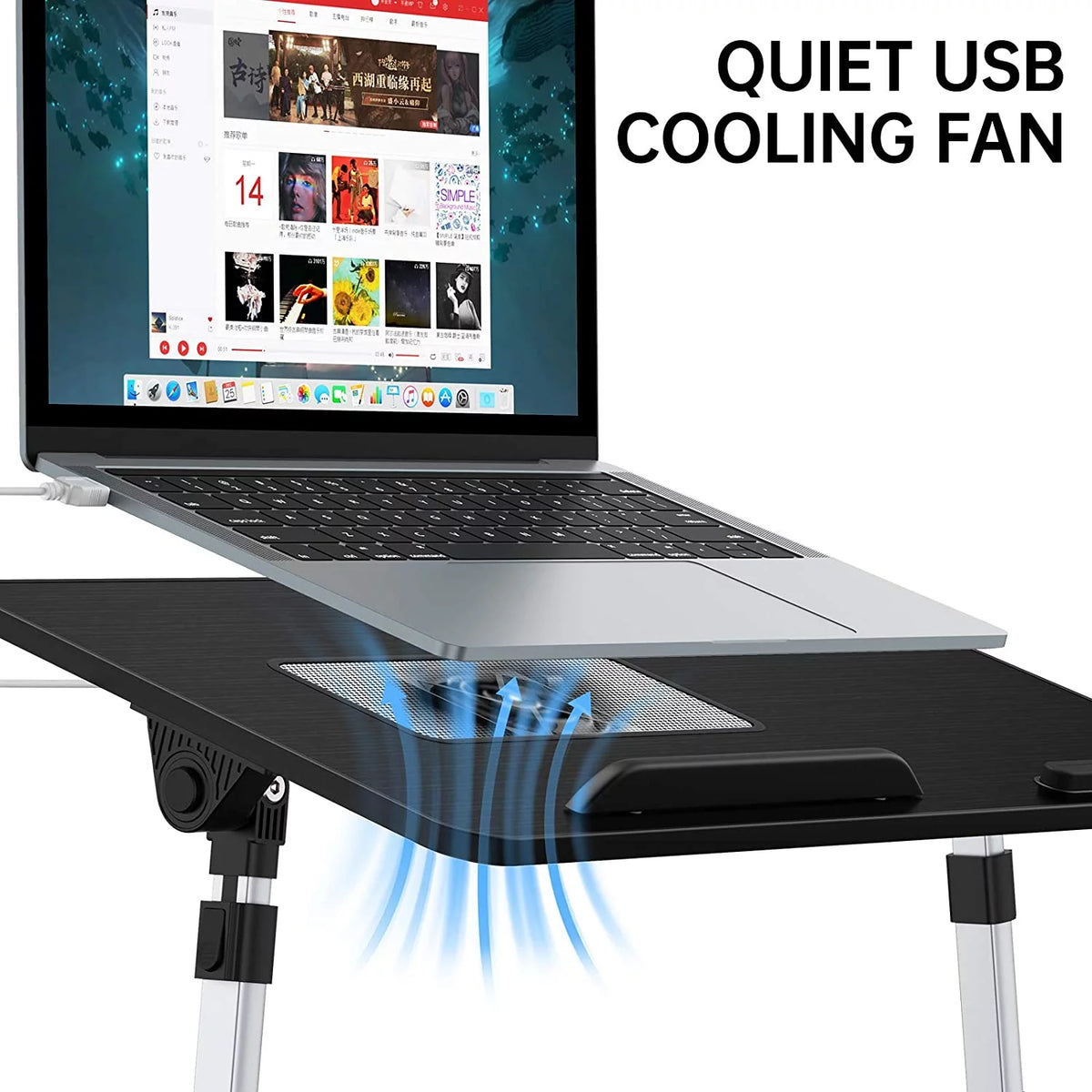 Adjustable Laptop Desk with Cooling Fan (Black) V675