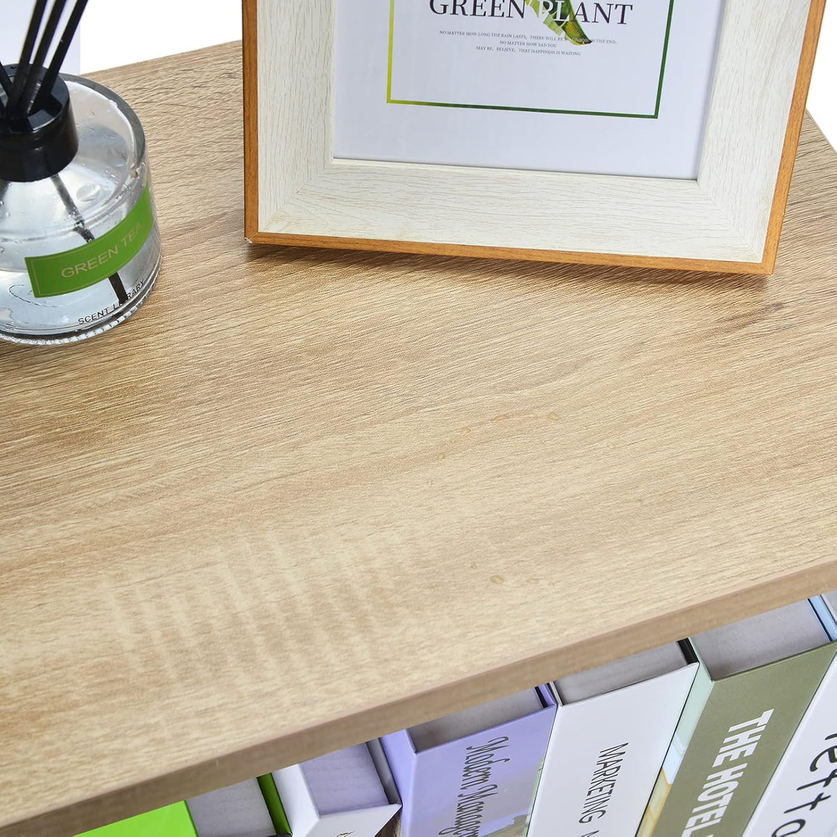 3-Tier Wood Bookshelf with Metal Frame E540