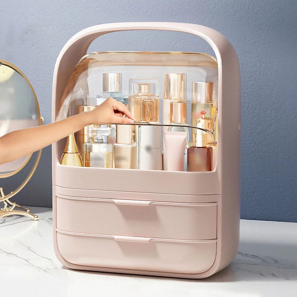 Pink Makeup Storage Box With Drawer H8742