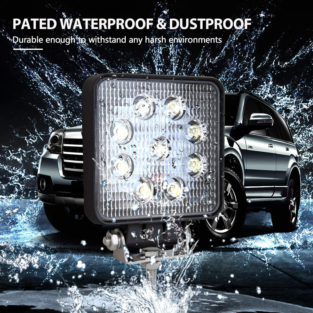10 Pcs 4 inch 27W Flood LED Work Light Bar W133