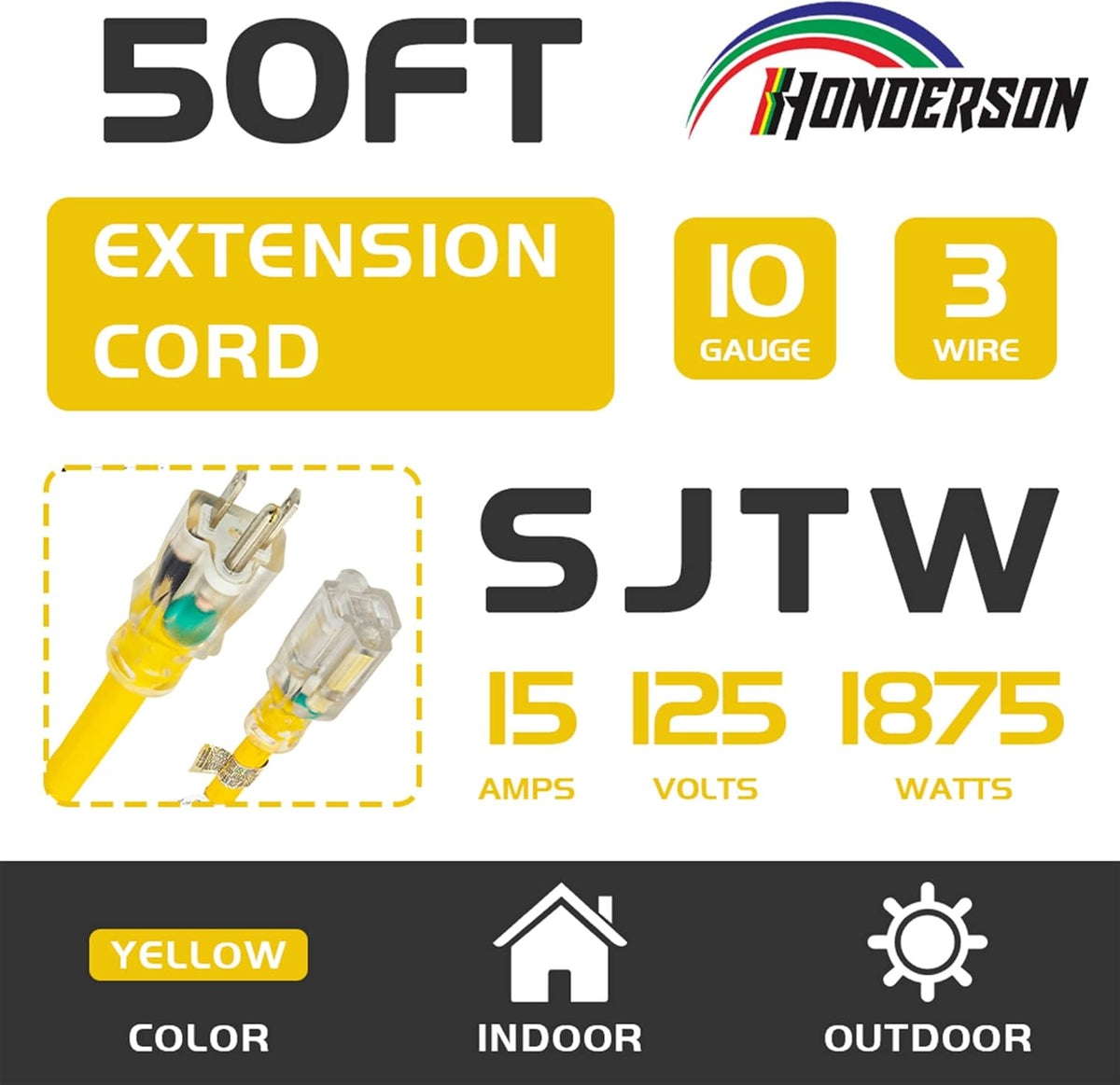 50Ft Heavy Duty Yellow Extension Cord F2750