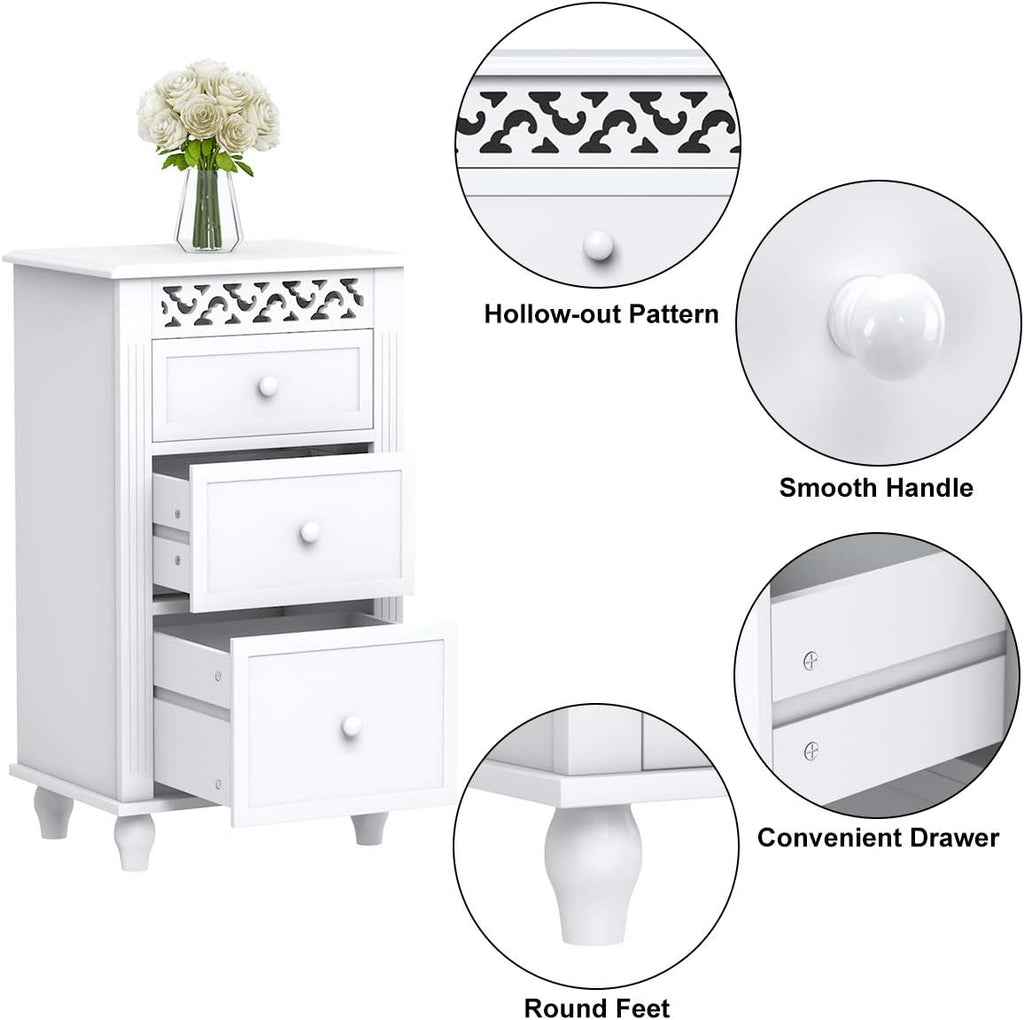 White 3 Drawer Wood Storage Cabinet T299