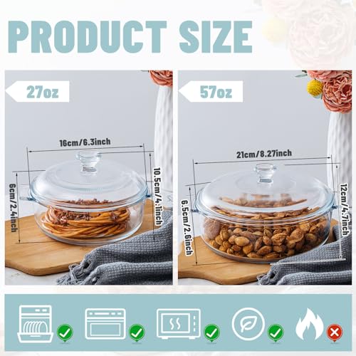 2 Pieces Glass Casserole Dish with Lid, Oven Safe (Square, 0.8L/ 1.5L) Q772248