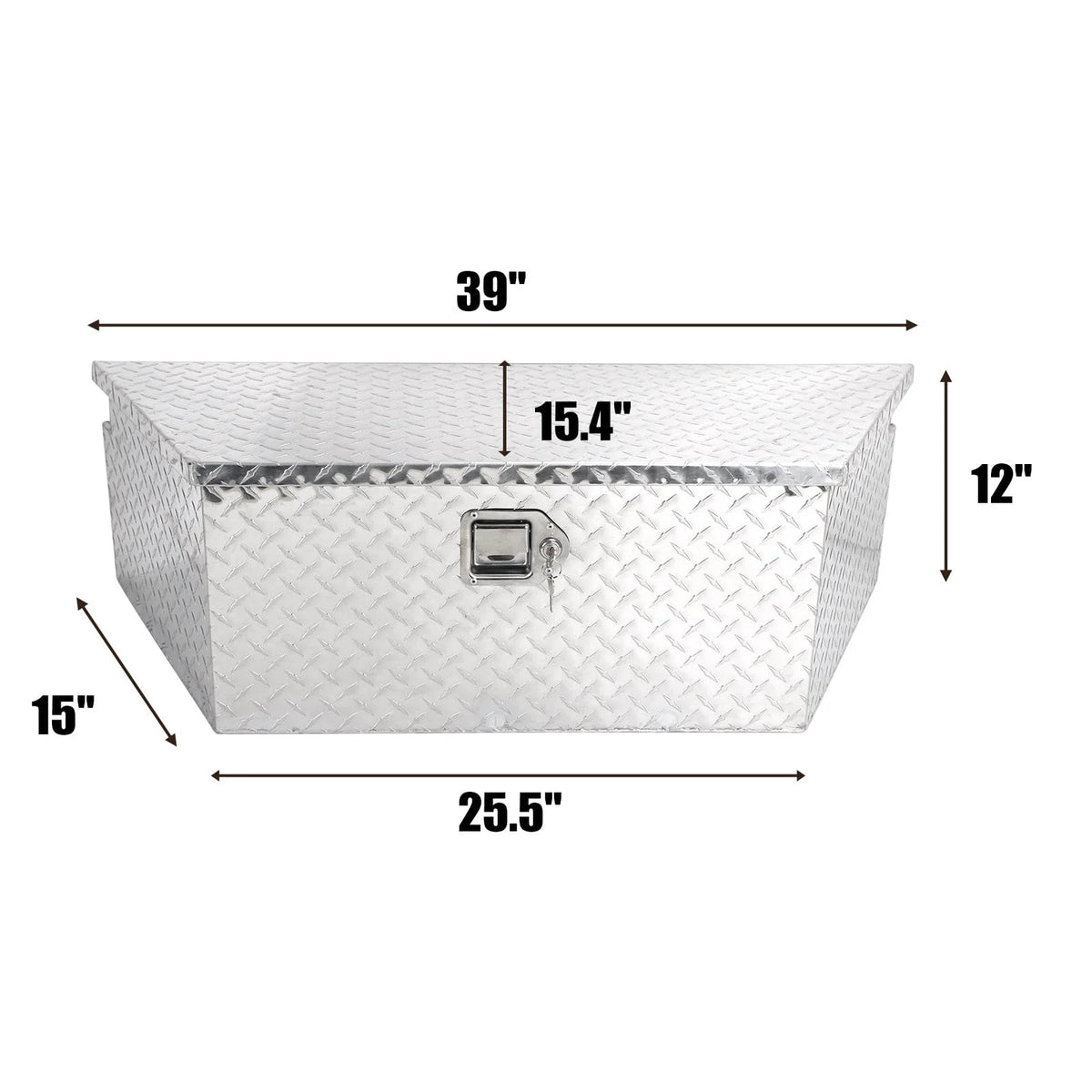 Heavy Duty Aluminum Diamond Plate Trailer Tongue Box with Lock and Keys, Silver, 39 x 16.5 x 12 Inches F3955
