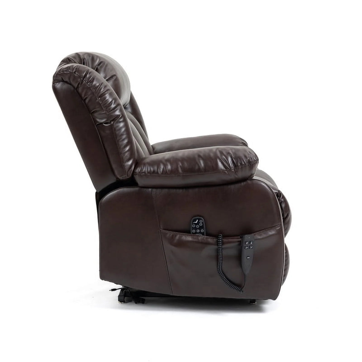 Deep Brown Leather Power Lift Recliner Chair with 8-Point Vibration Massage Lumbar Heating L7915