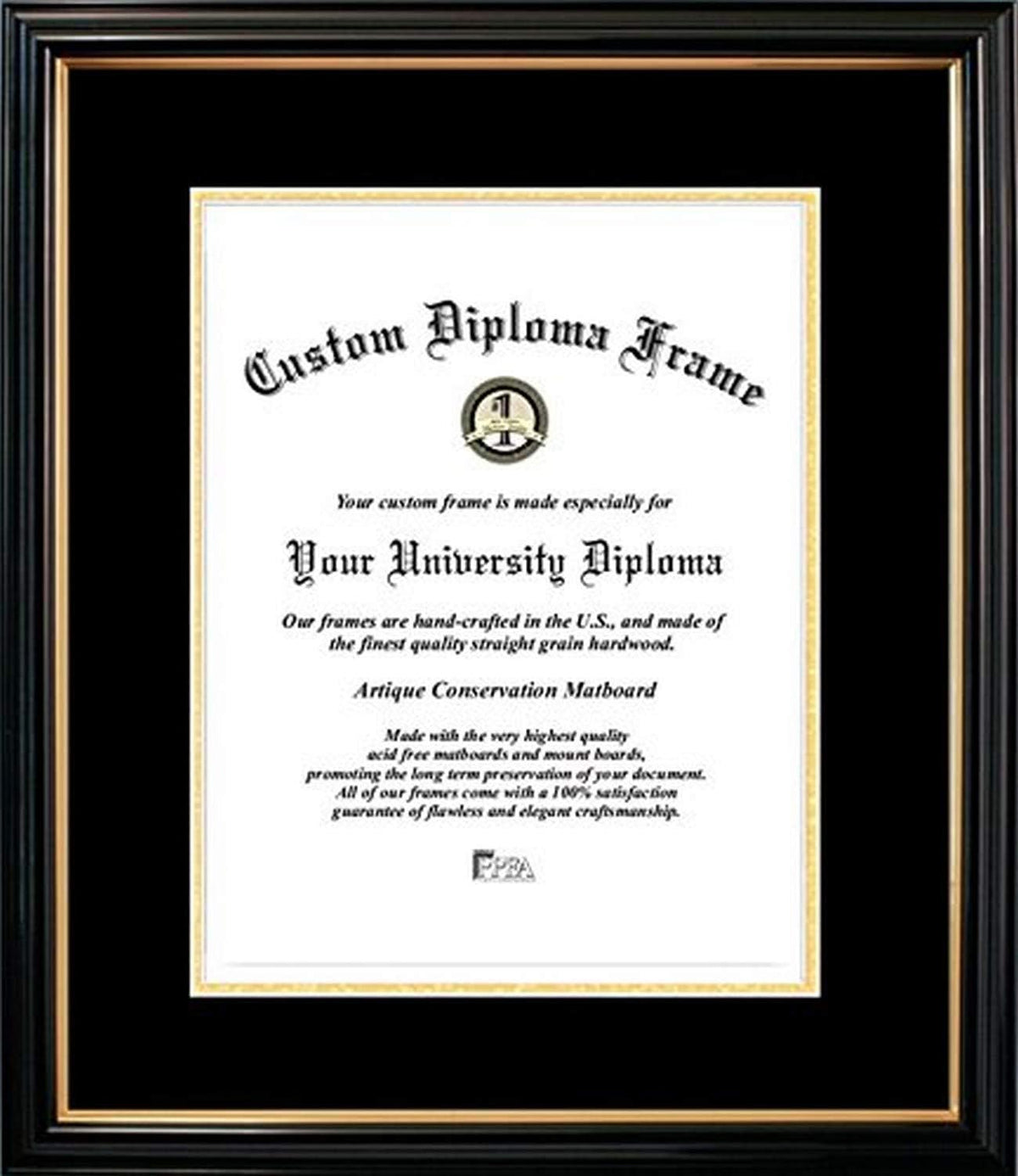 Petite Certificate Mats and Black/Gold Trim, 10 x 14 V820