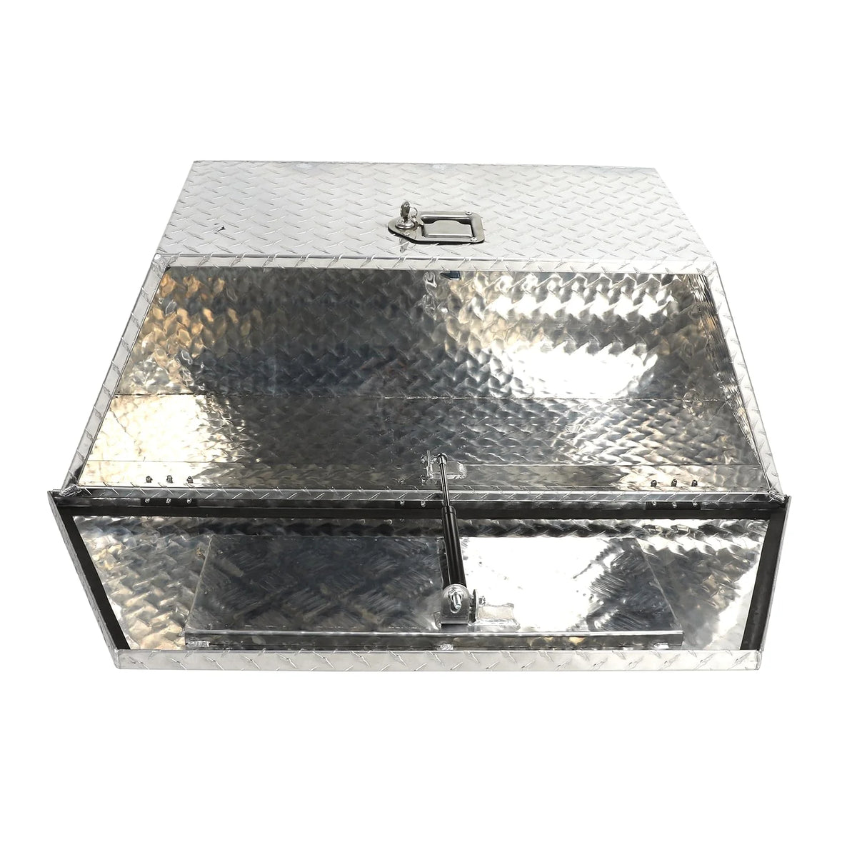 Heavy Duty Aluminum Diamond Plate Trailer Tongue Box with Lock and Keys, Silver, 39 x 16.5 x 12 Inches F3955