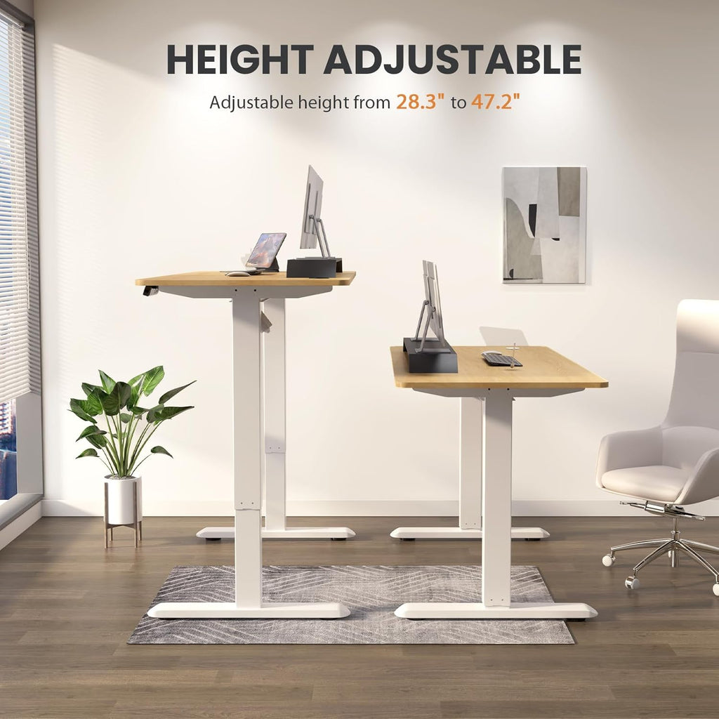 Electric Standing Desk 48 x 24 Inch Adjustable Height Desk with 4 Memory Presets (Maple) Q8728