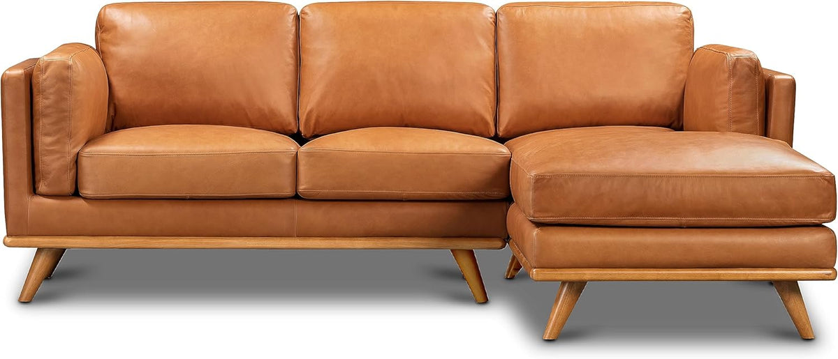 Saddle Tan Right-Facing Sofa Sectional, 90 inches X395