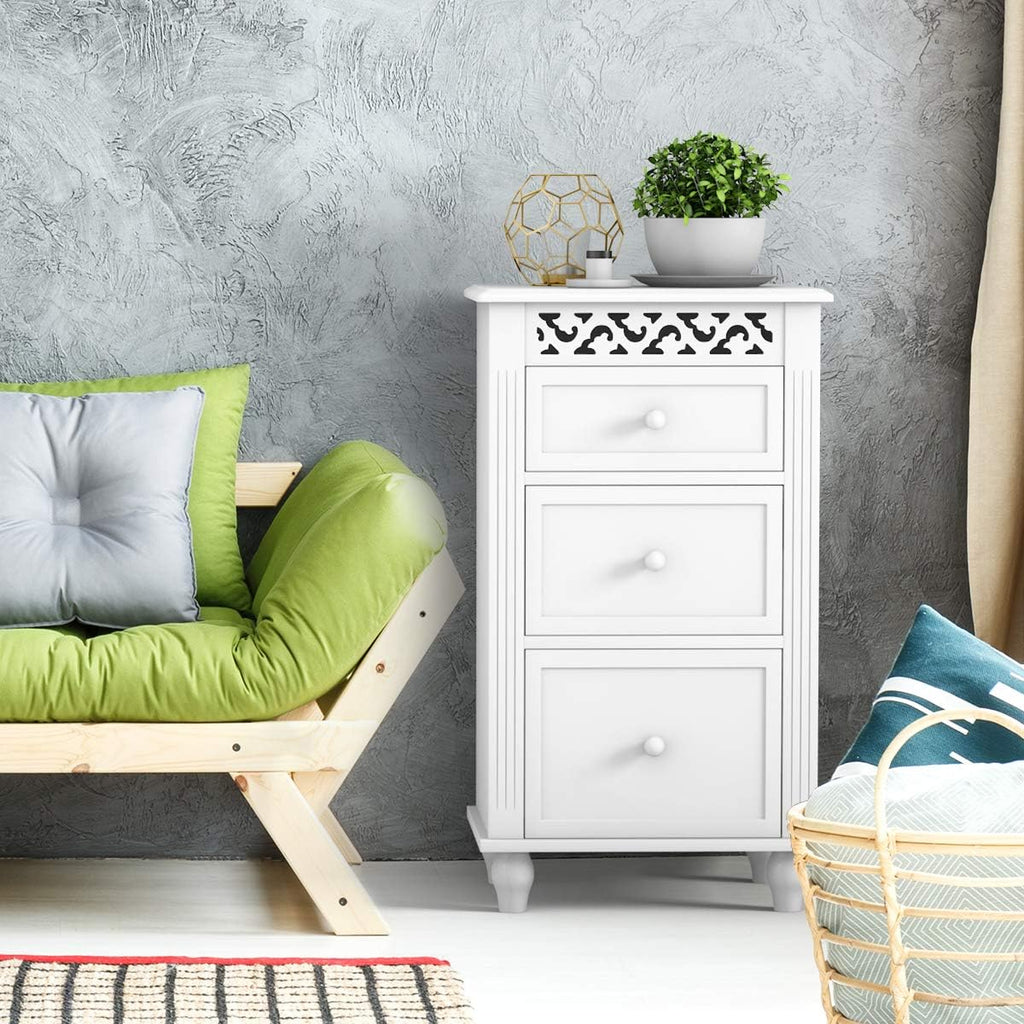 White 3 Drawer Wood Storage Cabinet T299