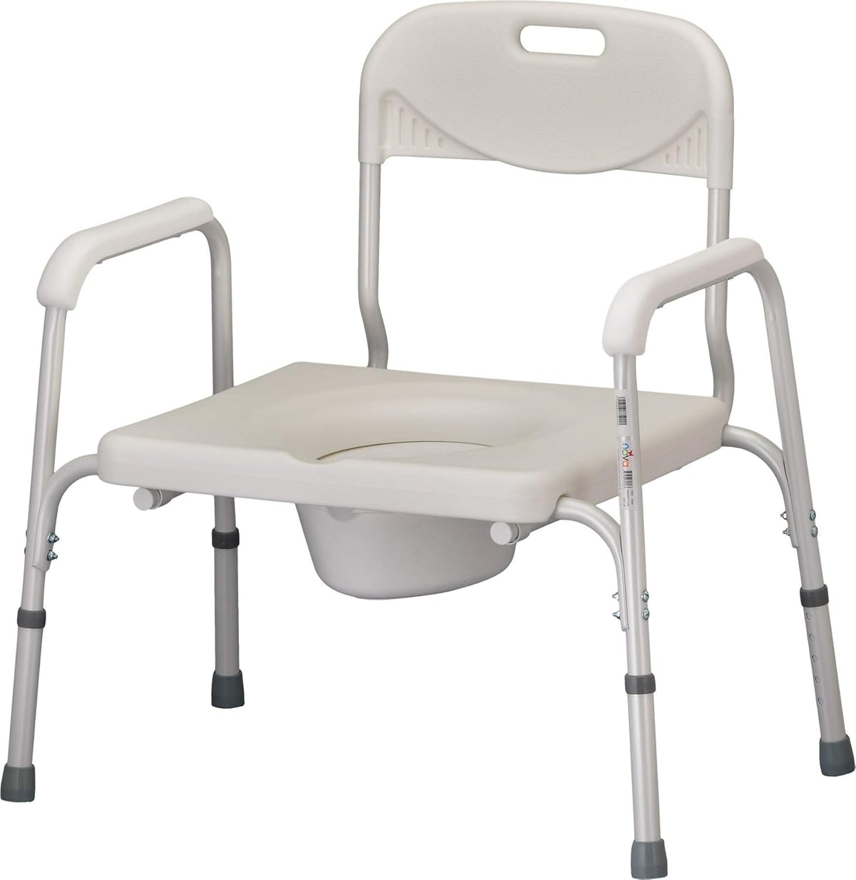 Heavy Duty Bedside Commode, Extra Wide Seat, White Y838849