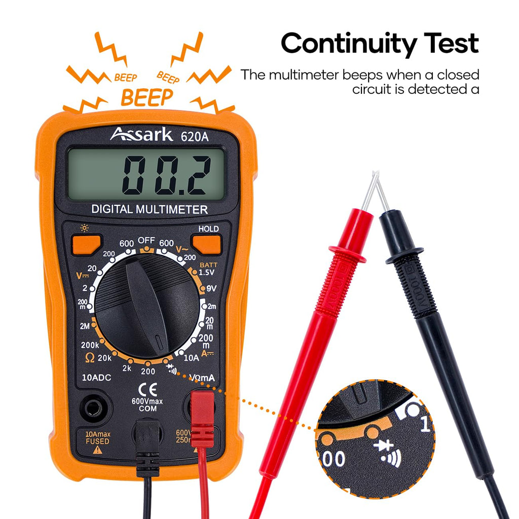 2000 Counts Digital Multimeter with Backlit LCD Display E559