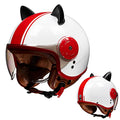 Women's Cat Ear Helmet, Open Face Retro Motorcycle Half Helmets DOT Approved Lightweight Breathable Q568818