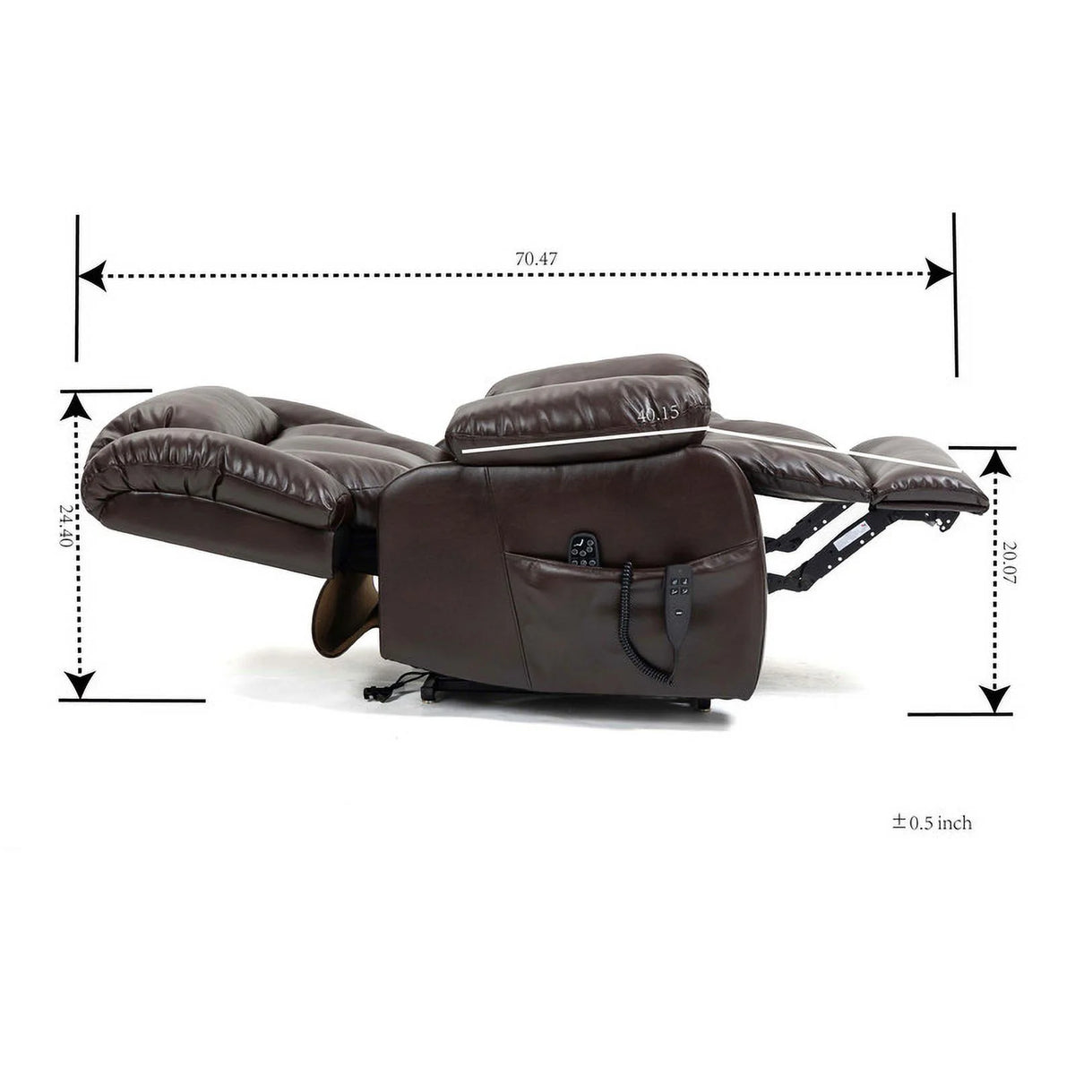 Deep Brown Leather Power Lift Recliner Chair with 8-Point Vibration Massage Lumbar Heating L7915