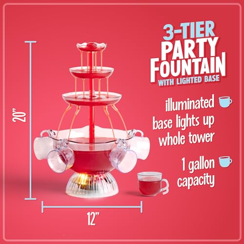 3-Tier Lighted Party Fountain, 1.5 Gallons, 8 Reusable Cups E55201
