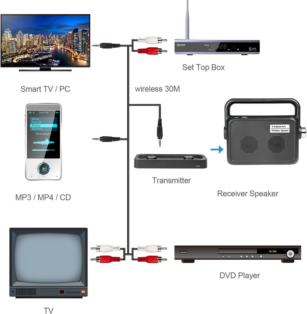 Portable Wireless TV Speakers with Headset Jack M216060