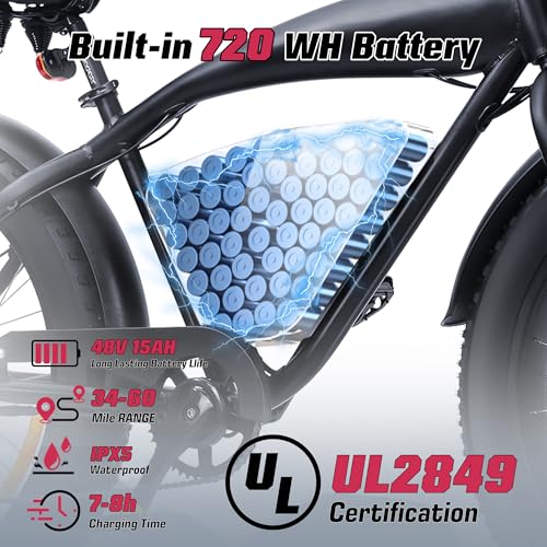 Electric Bike with 48V 13Ah/15Ah Battery, 20"/26'' Fat Tires H2793
