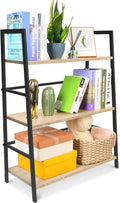 3-Tier Wood Bookshelf with Metal Frame E540