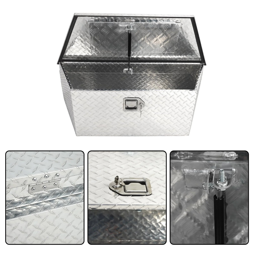 Heavy Duty Aluminum Diamond Plate Trailer Tongue Box with Lock and Keys, Silver, 39 x 16.5 x 12 Inches F3955