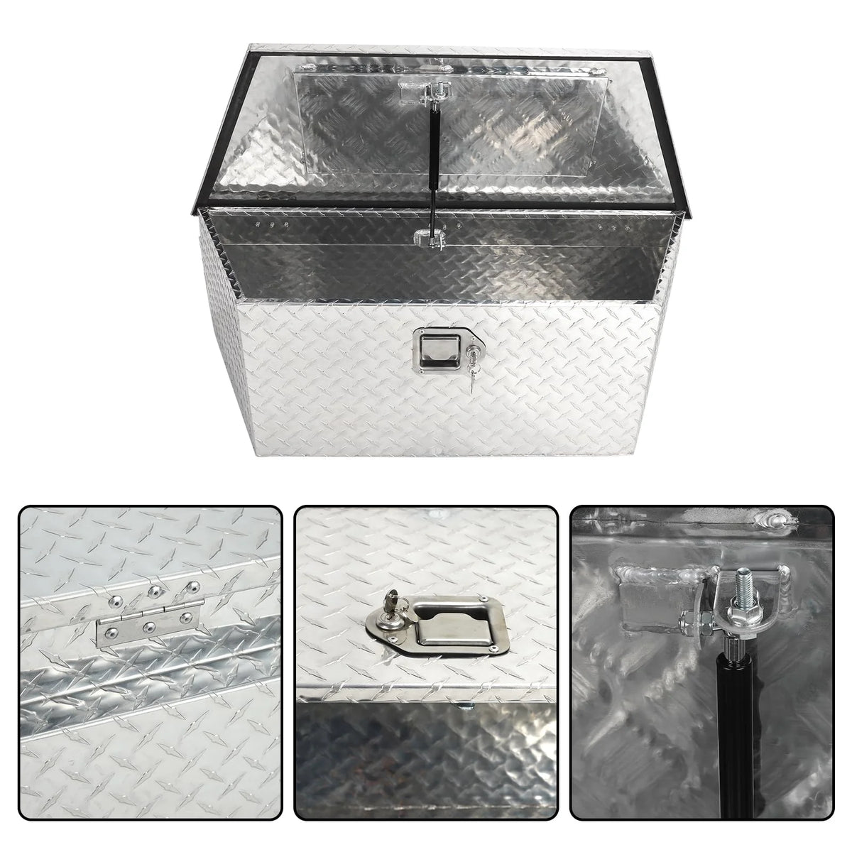 Heavy Duty Aluminum Diamond Plate Trailer Tongue Box with Lock and Keys, Silver, 39 x 16.5 x 12 Inches F3955