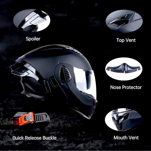 Matt Black Medium Full Face Modular Motorcycle Helmet S45428