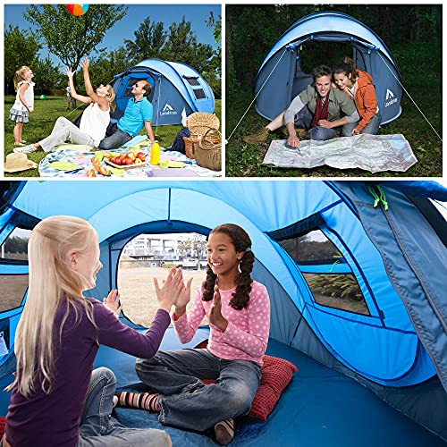 4 Person Pop Up Tent Waterproof Automatic Setup 2 Doors Instant Family Tent N292