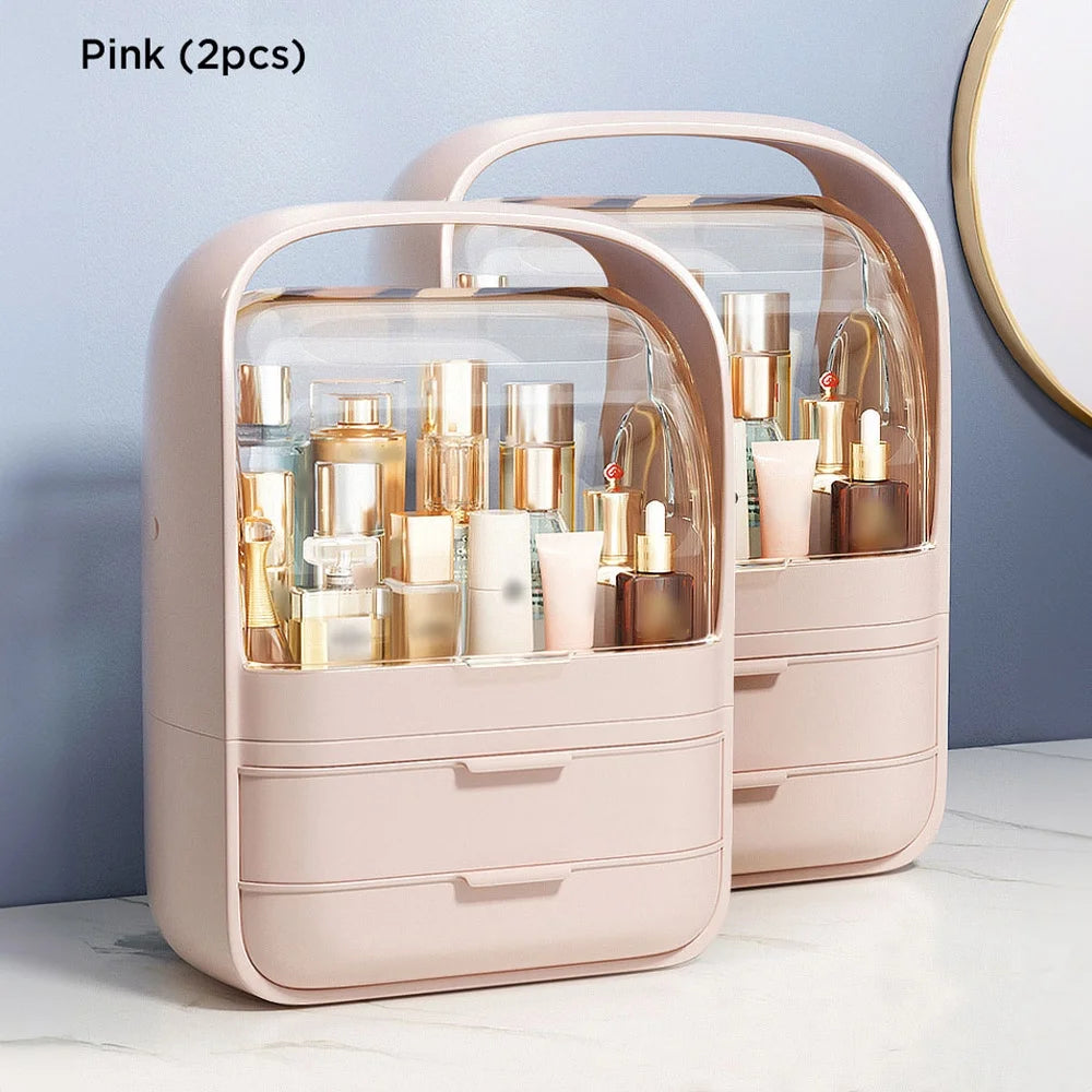 Pink Makeup Storage Box With Drawer H8742