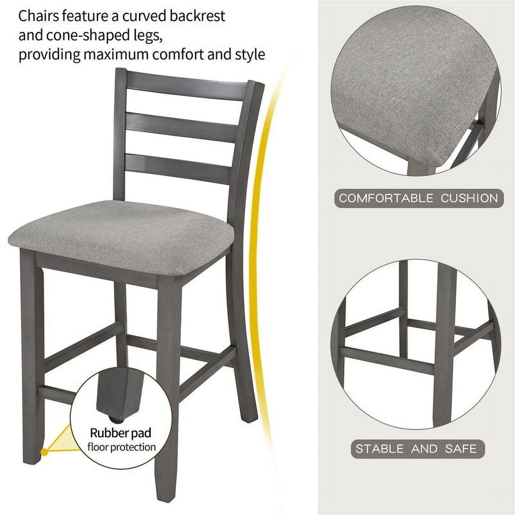 Espresso Square Dining Table Set of 4 with 4 Upholstered Chairs X1508