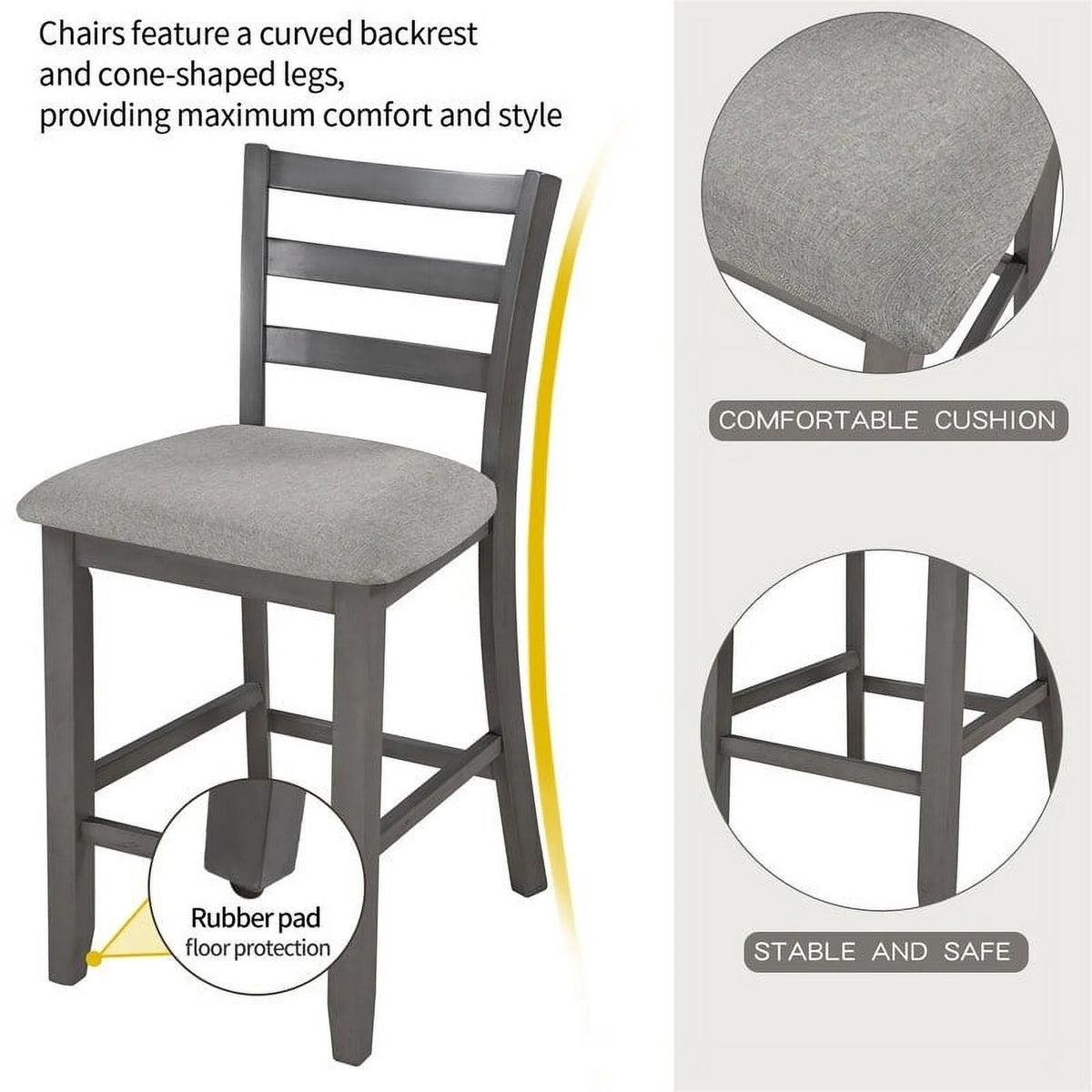 Espresso Square Dining Table Set of 4 with 4 Upholstered Chairs X1508