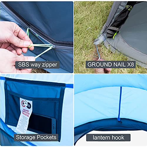 4 Person Pop Up Tent Waterproof Automatic Setup 2 Doors Instant Family Tent N292