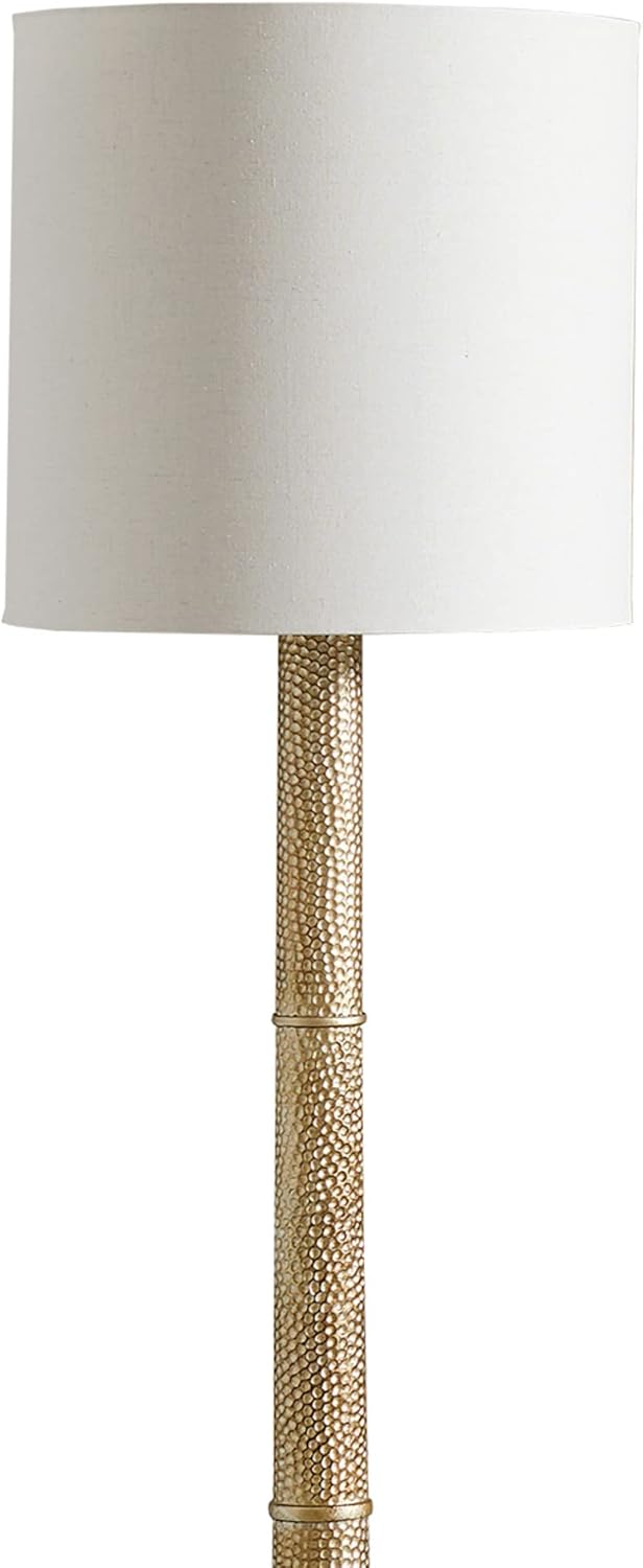 Hammered Metal Floor Lamp with Linen Shade J6957