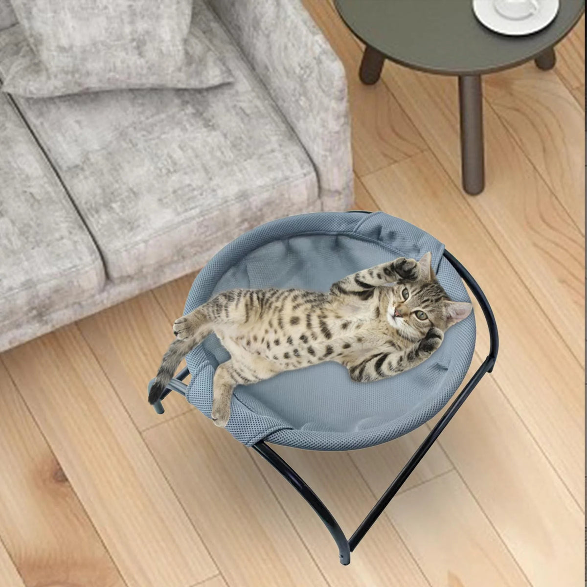 Gray Cat Hammock Pet Cot Dog Sleeping Bed L2908
