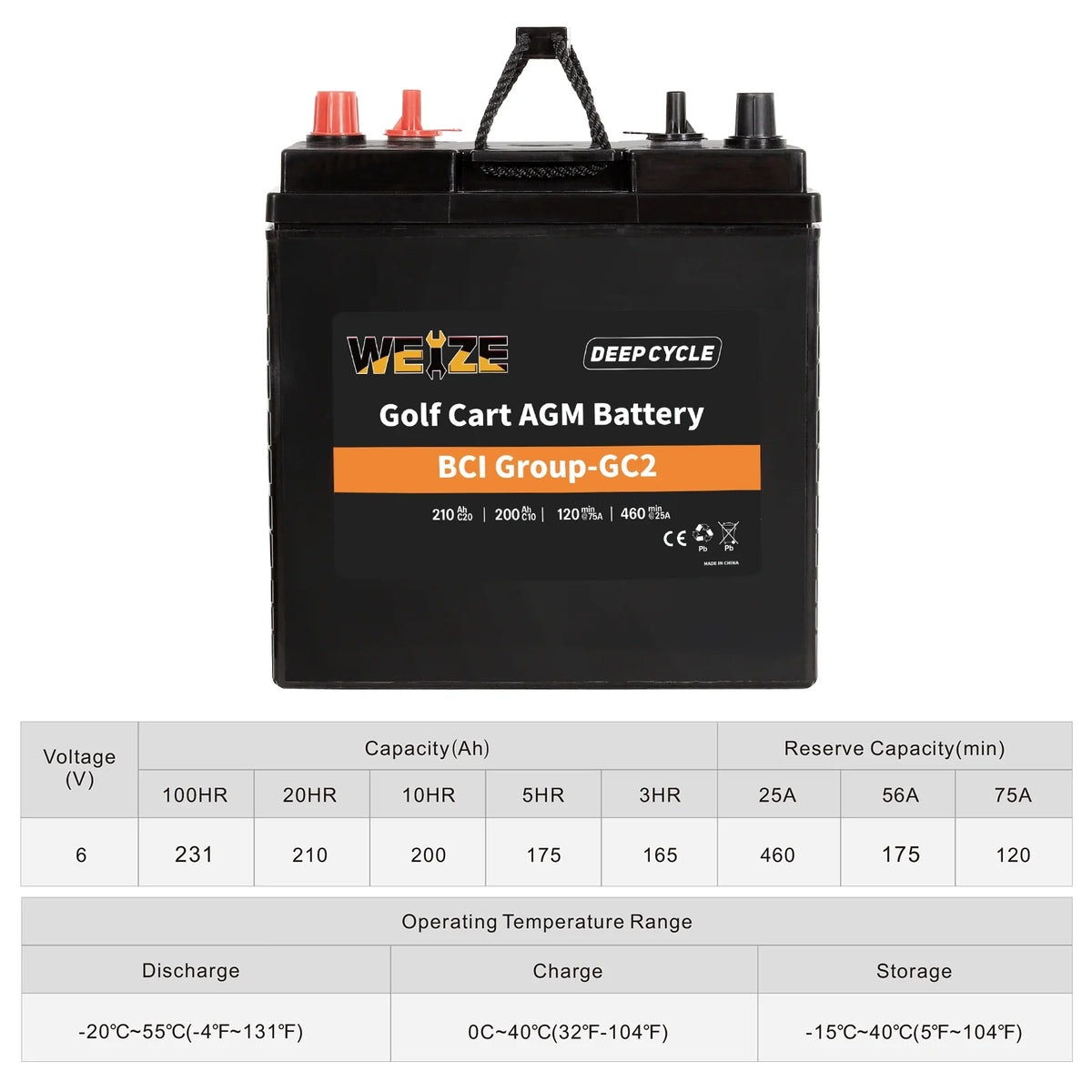 6V 210ah Deep Cycle AGM Battery Z7452