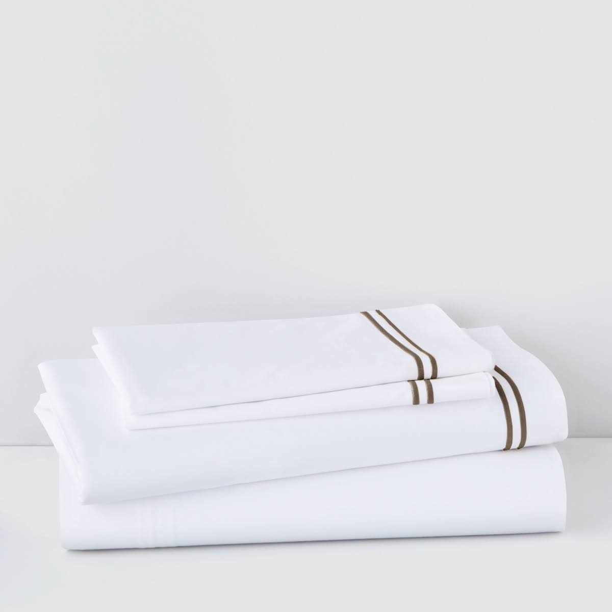 California King White Khaki Sheet Set A800