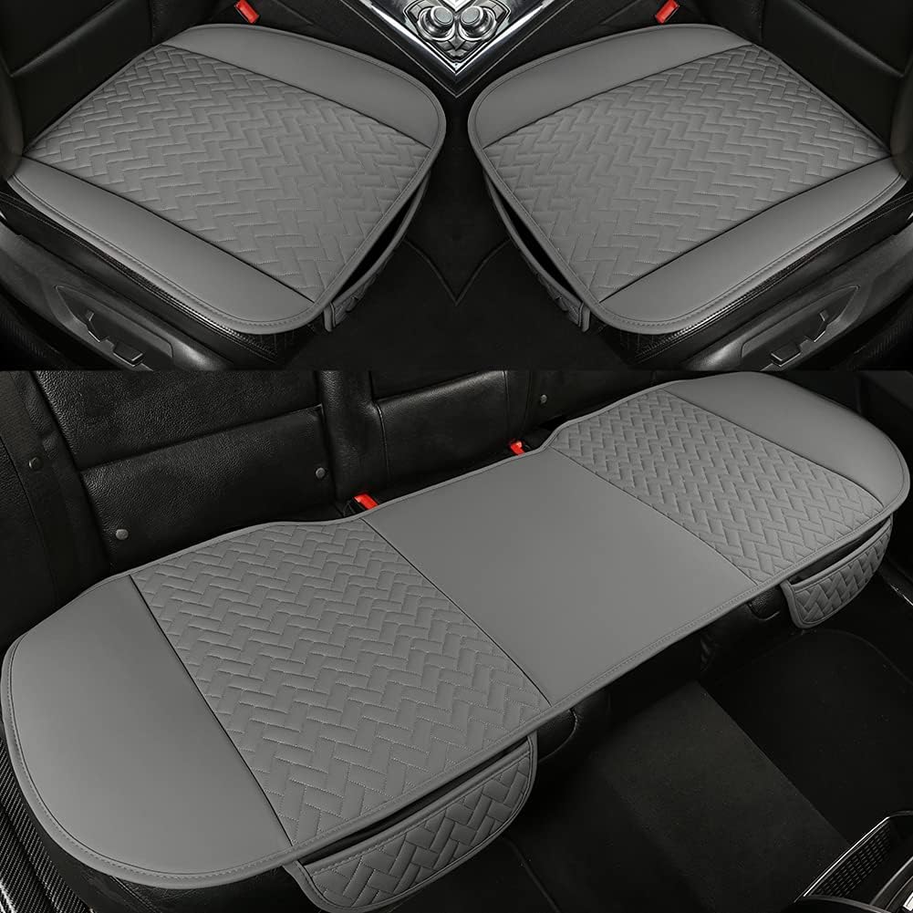 Beige Pu Leather Car Seat Bottom Covers, Pack of 2 K986