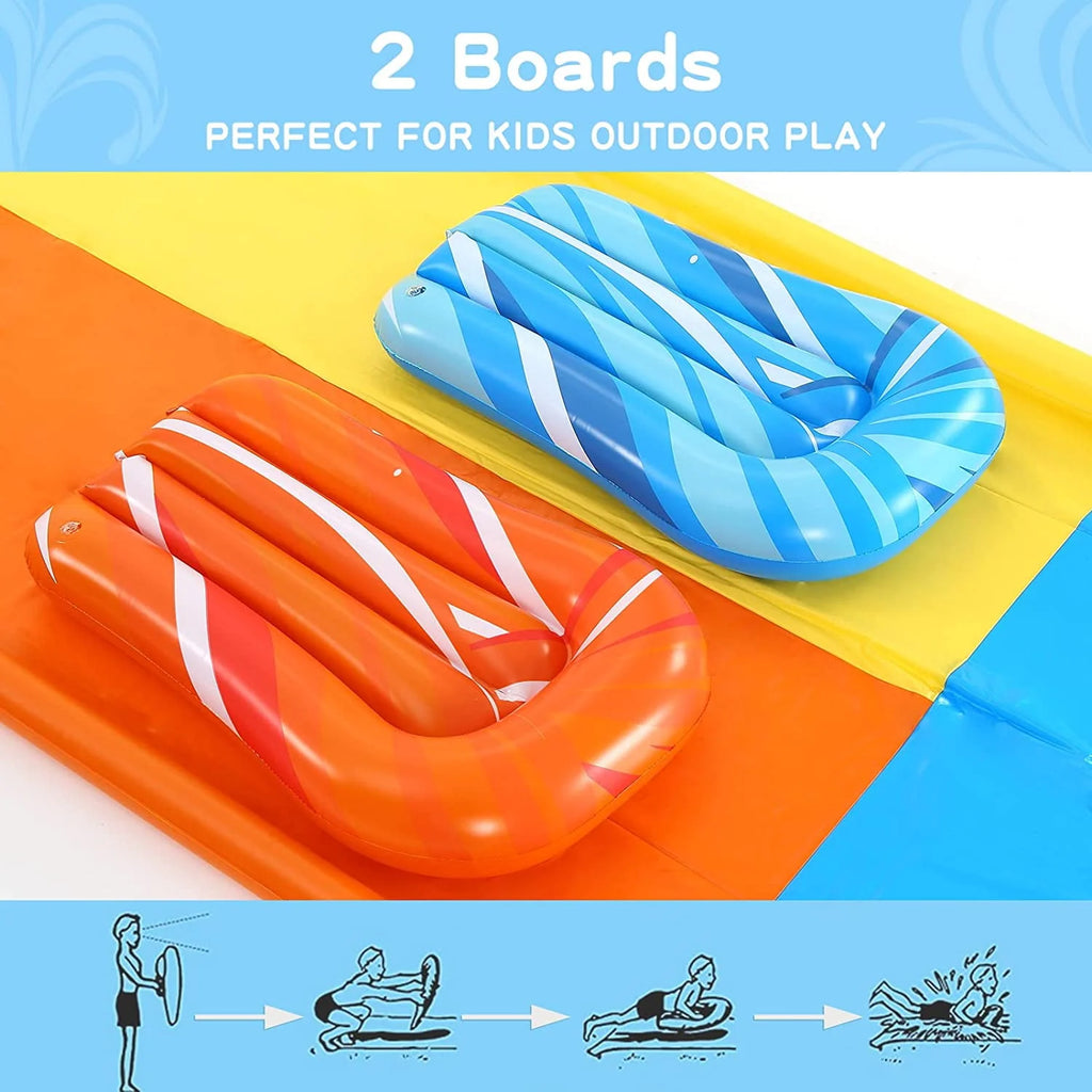 Inflatable Water Slide with 2 Bodyboards Lanes and Sprinkler V572751