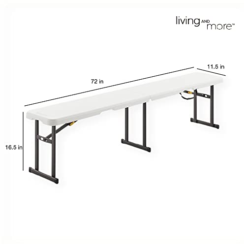 6 Foot Fold-in-Half Bench with Steel Frame, White X628929