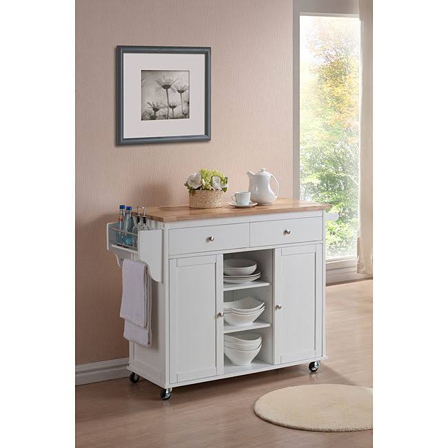 White Modern Kitchen Island Cart B534298