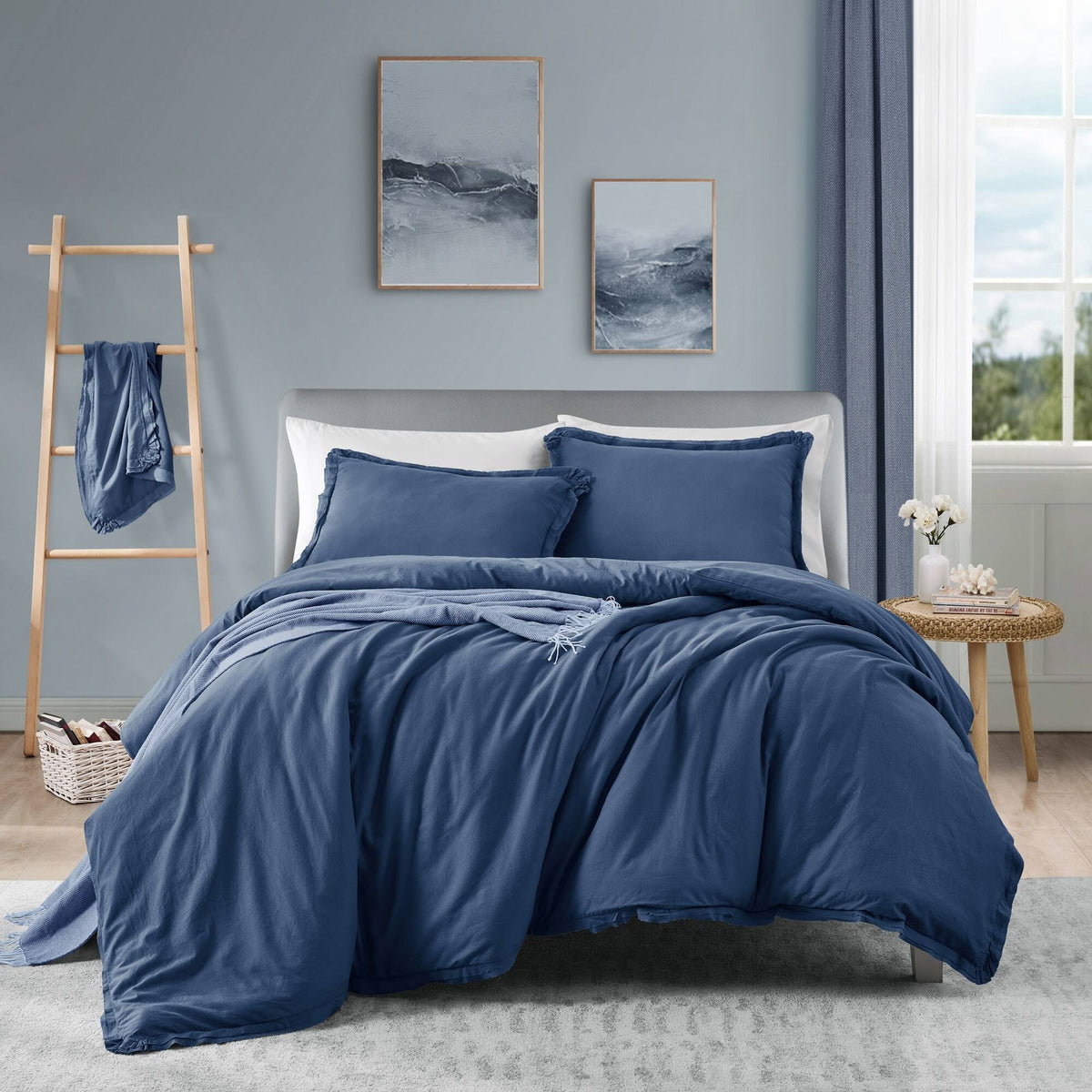 King Garment Washed Cotton Duvet Cover Set W68876