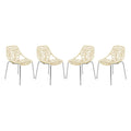 Cream Dining Chair with Chromed Legs Set of 4 V129