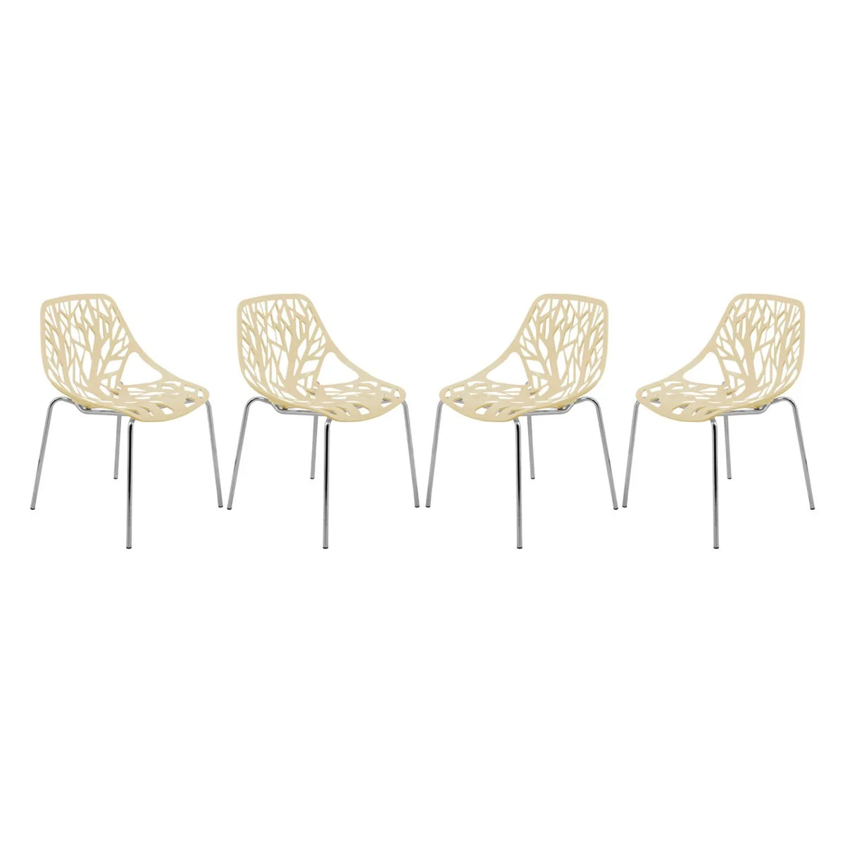 Cream Dining Chair with Chromed Legs Set of 4 V129