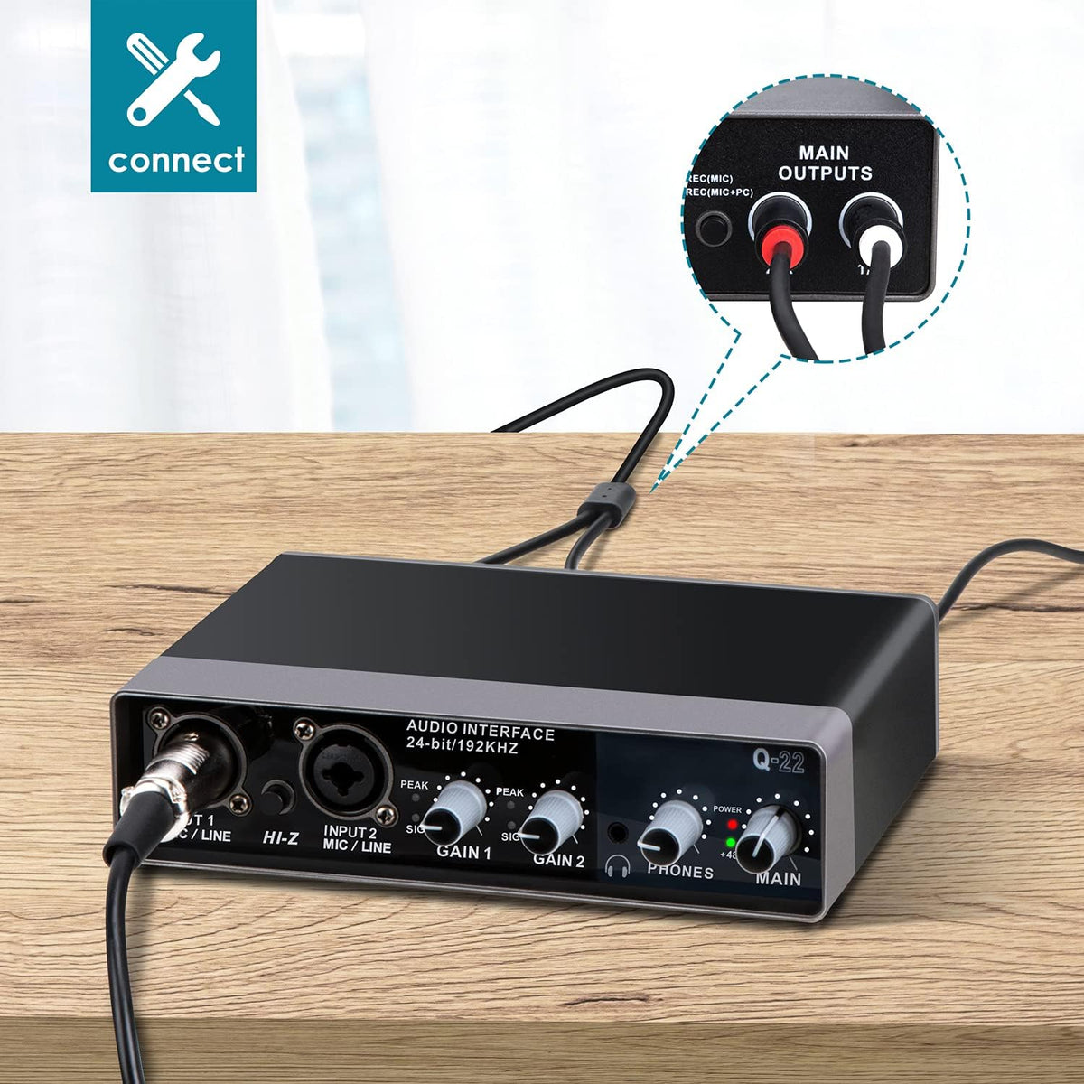 USB Audio Interface 2 Channel with Mic Preamps 48v Q734