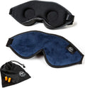 3D Sleep Mask Earplugs Carry Pouch Set Navy Blue A533413