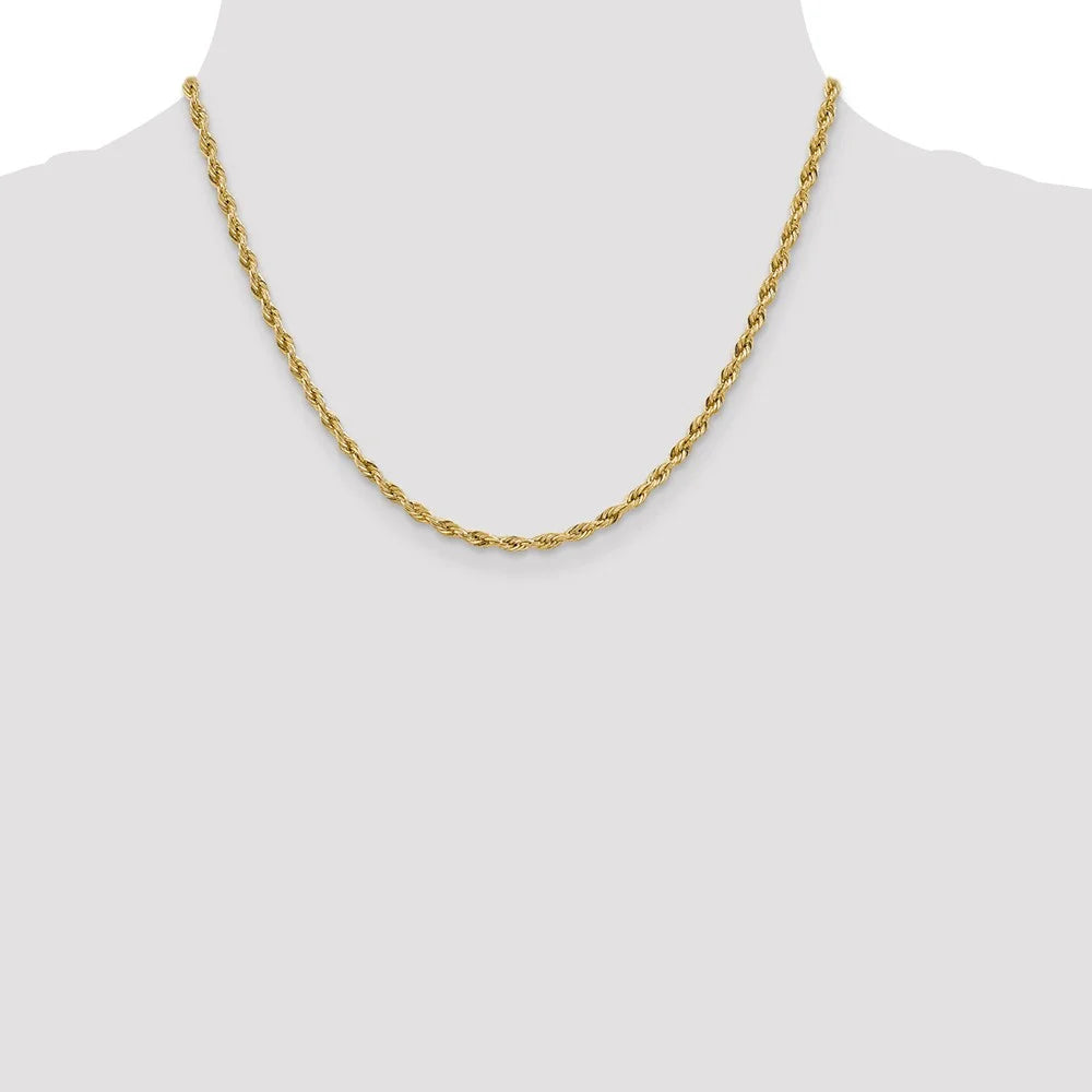 14kt Yellow Gold 3.0mm Semi-Solid Rope Chain 18 inch Lobster Clasp U61438