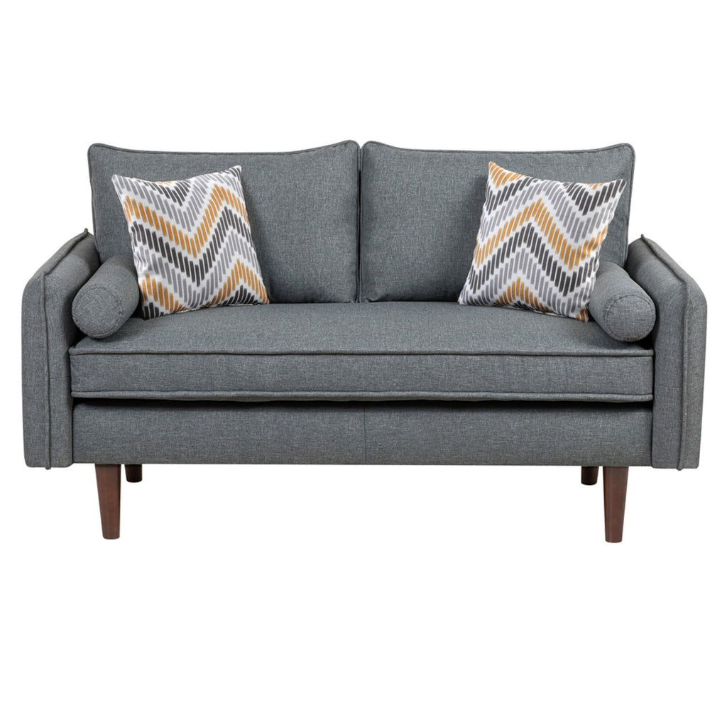 Gray Linen Loveseat Couch with USB Charging Ports E8707