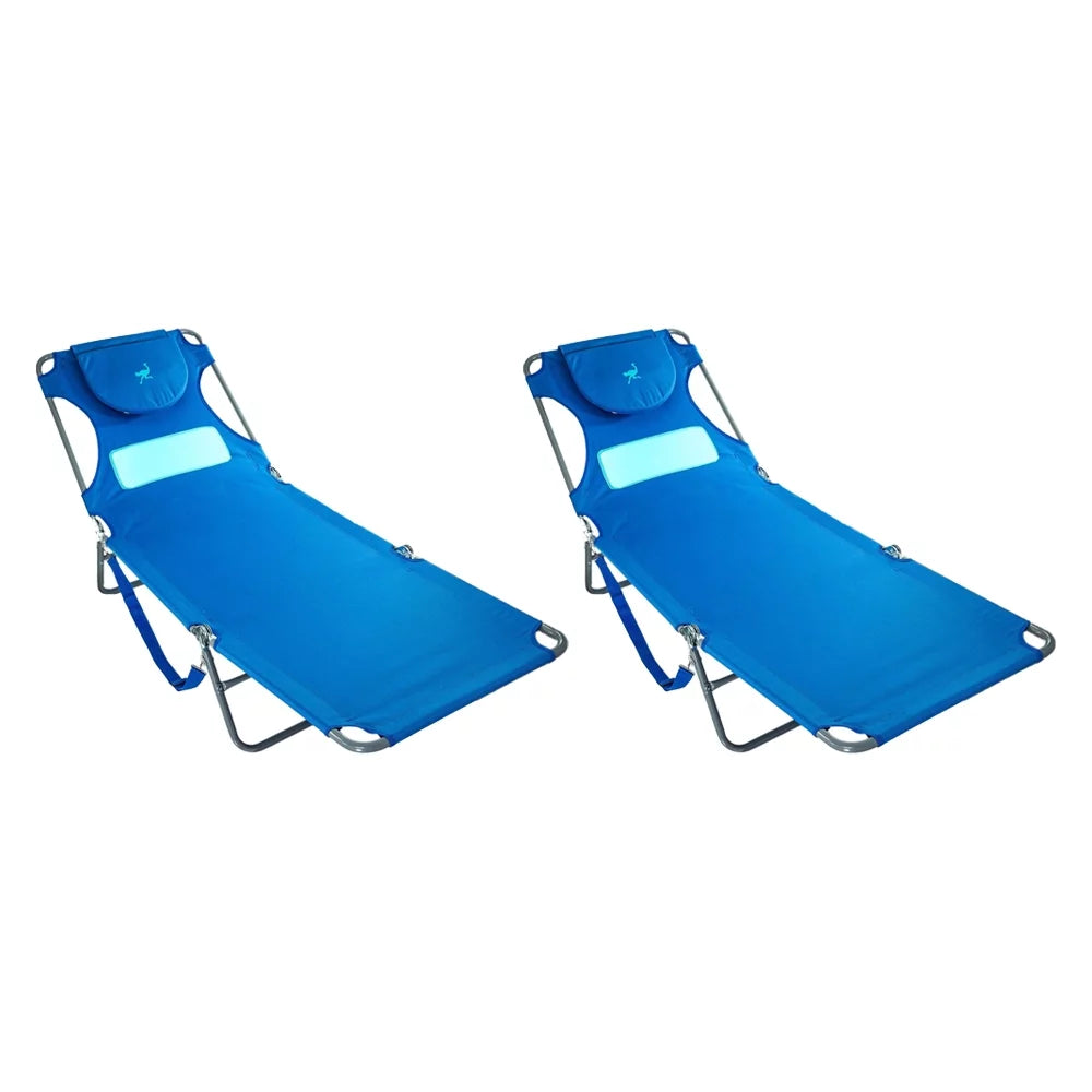 Face Down Sunbathing Chaise Lounge Beach Chair, 2 Pack O810523