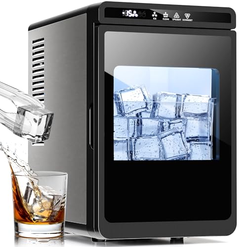 Clear Ice Cube Makers, 26Lbs/24H, Portable Countertop, Self-Cleaning, Black T38104
