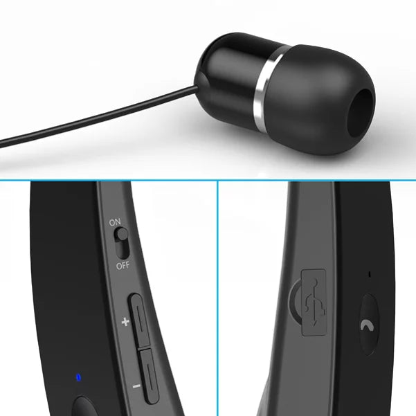 Neckband Wireless Headset with Retractable Earbuds B523118