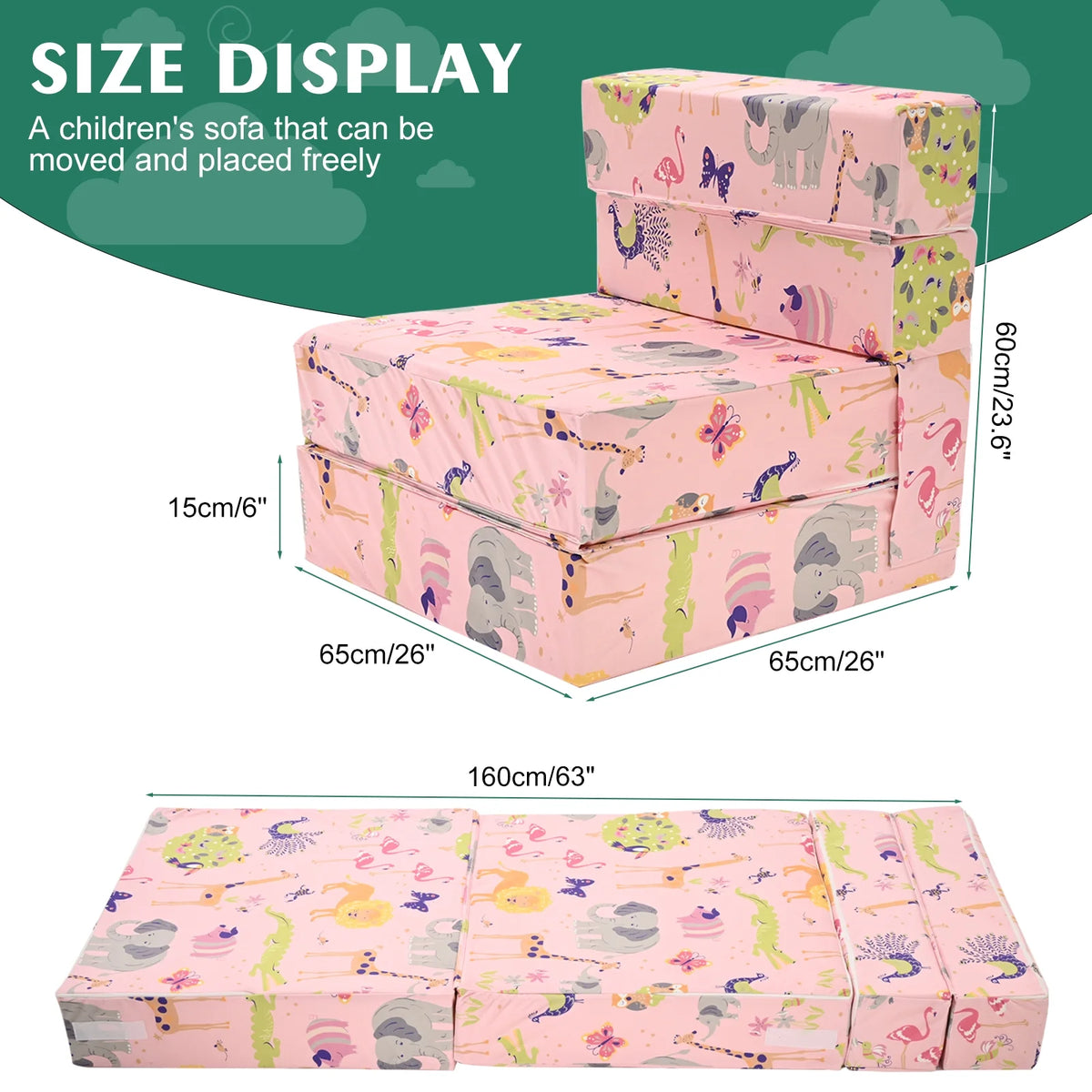 Pink Kids Folding Sofa Bed E992